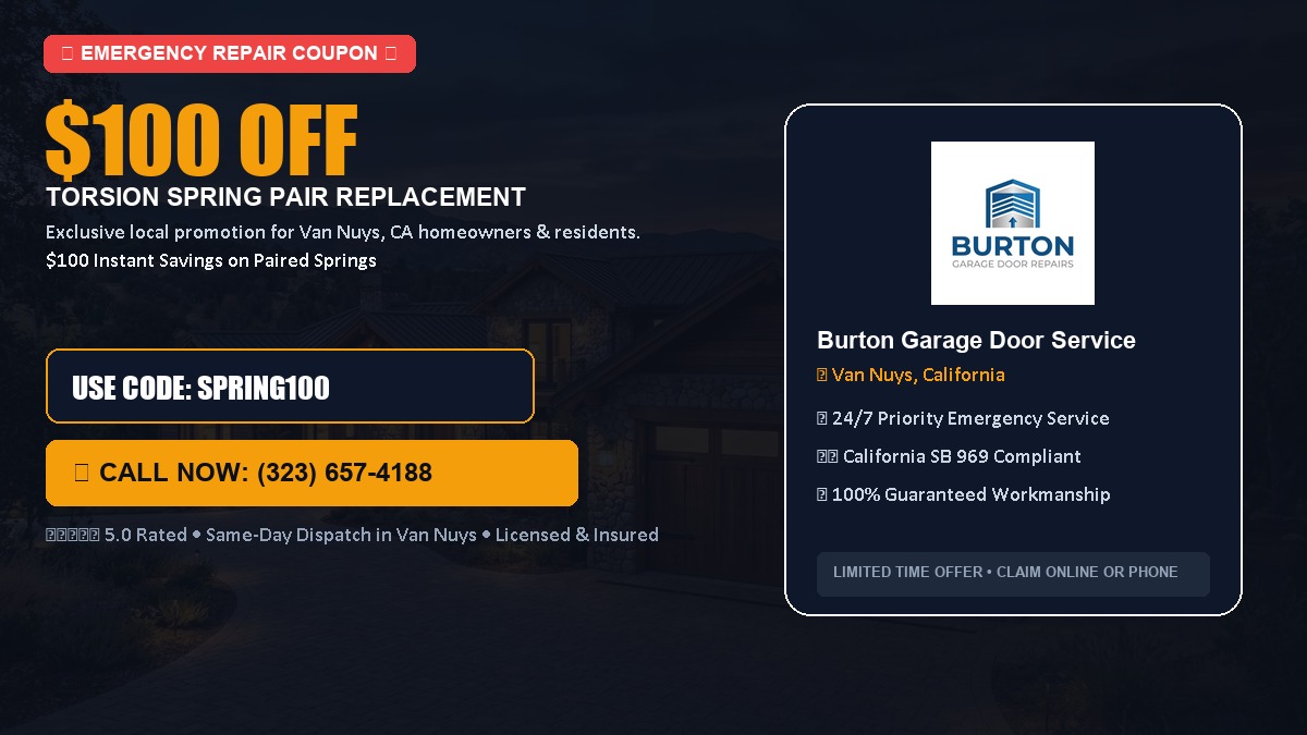 $100 OFF Heavy-Duty Torsion Spring Pair Replacement in Van Nuys, CA